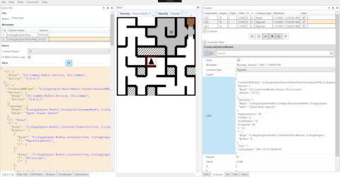 Toolbox showing versioned game data and creature dna